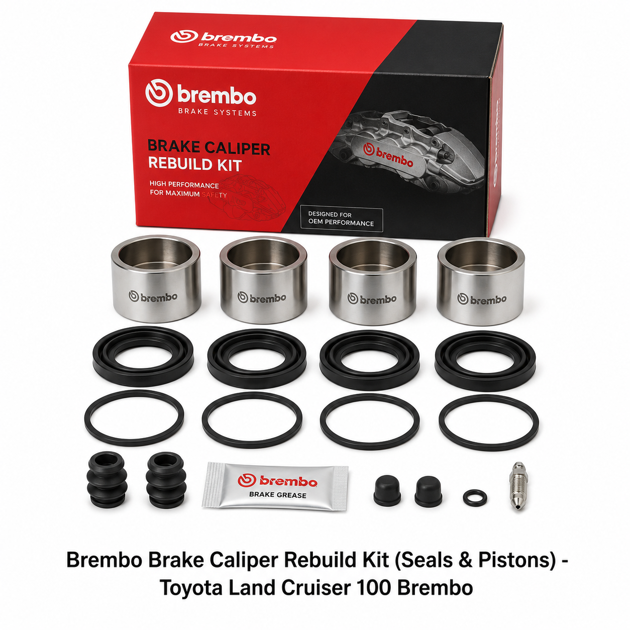 Brembo Brake Caliper Rebuild Kit (Seals & Pistons) - Toyota Land Cruiser 100