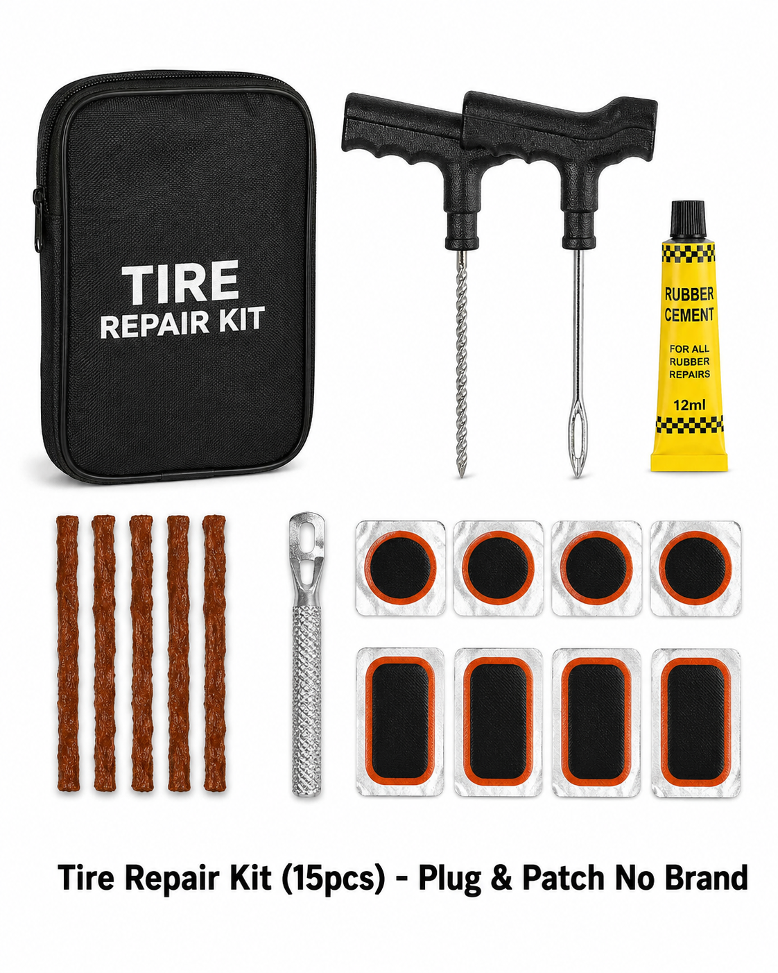 Tire Repair Kit (15pcs) - Plug & Patch