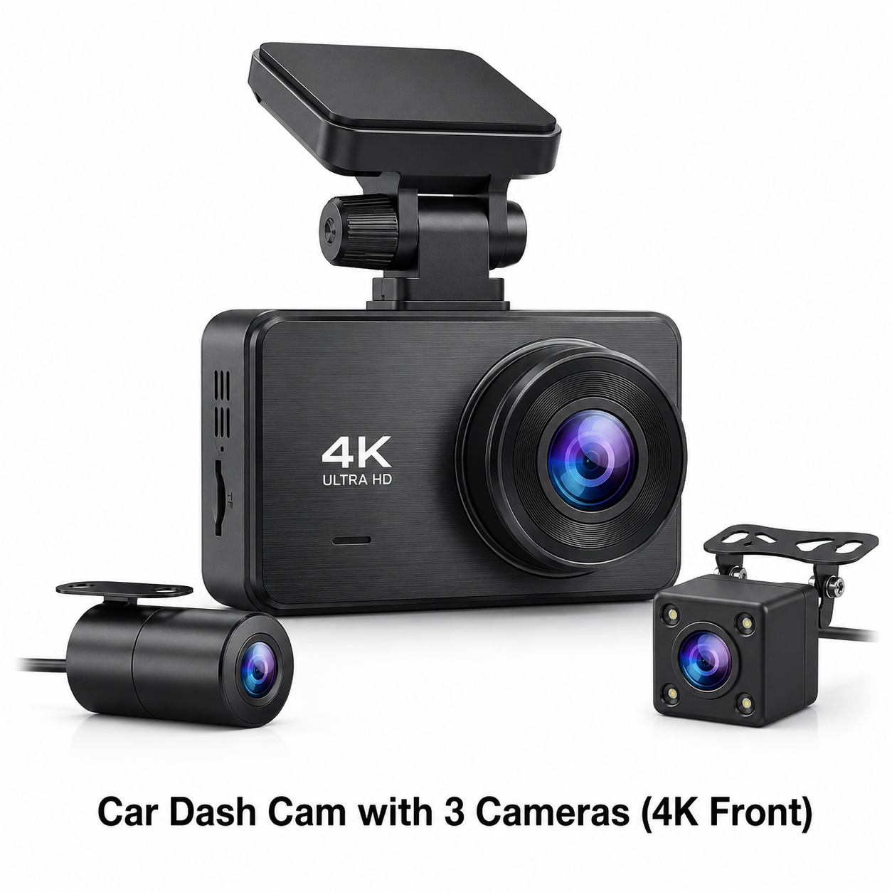 Car Dash Cam with 3 Cameras (4K Front)